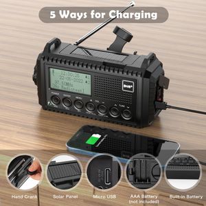 Mesqool DAB Solar Emergency Radio – Portable Hand Crank Weather Alert