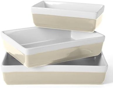 MARTHA STEWART 3 Piece Oven to Table Stoneware Bakeware, Baking Dish & Casserole Set- Grey