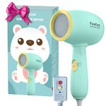 Kids Hair Dryer, FeeKaa Kids Blow Dryer for Girls, Baby Hair Dryer, Low Noise Gentle Heat for Baby Skin, Gift for Valentines, Children's Birthday, Baby Shower, Yellow-Green