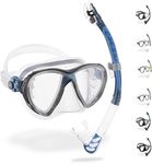 Cressi Big Eyes Evo Alpha Ultra Dry snorkel set snorkel set with snorkel and diving mask waterproof diving mask anti-fog anti-leak tempered glass premium dry snorkel for adults, Clear/Blue