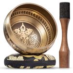 Tibetan Singing Bowl Set – Authentic Hand-Tuned Sound Bowl for Meditation – Complete Meditation Bowl Kit with Cushion, Mallet & Guide – Perfect Tibetan Bell for Yoga, Relaxation, & Sound Healing