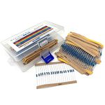 DollaTek 1280Pcs 64 Values Resistor Kit, 1 Ohm-10M Ohm 1/4W Metal Film Resistors Assortment with Storage Box for DIY Projects