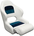 Wise 8WD3315-1008 Deluxe Pontoon Series Bucket Seat with Bolster, White/Navy/Blue