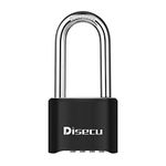 Disecu Heavy Duty 4 Digit Combination Lock 2.5 Inch Long Shackle Outdoor Waterproof Padlock for Gate, Fence, Gym Locker (Black)