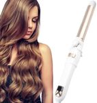 Aibeau Automatic Rotating Hair Curler, 28MM Curling Iron with LCD Display 100-220℃, Large Barrel Beach Hair Waver Curling Wand for Waves, Beach Curls, 1H Auto Off, Gift for Women, White