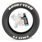 Tire Stickers Goodyear Eagle F1 - DIY Permanent Rubber Tyre Lettering Kit With Glue & 2oz Touch-Up Cleaner / 14-16 Inch Wheels / 1.25 Inches/White / 8 Pack