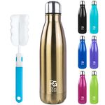 BOGI 17oz Insulated Water Bottle Double Wall Vacuum Stainless Steel Bottle Leak Proof keeps Hot and Cold Drinks for Outdoor Sports Camping Hiking Cycling, Comes with a Cleaning Brush Gift (Champagne)