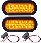 Astra Depot 2X 6 Oval Oblong 24-LED Amber Turn Signal Light Grommet Plug Cargo Semi Trailer Container Tractor Truck Bus Lorries 12V