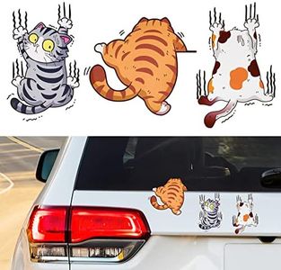 URAQT Pegatina 3D Coche, 3 Arañazos de Gato Etiqueta Engomada Impermeable del Coche del PVC, Pegatinas Personalizadas para Coches, Pegatinas de Coches Dibujos Animados, Apto para Coches, portátiles