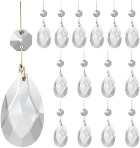 Aiskaer 15Pcs Clear Teardrop Crystal Chandelier,Crystal Pendants for Light Lamp & Window,Hanging Crystal Prism Decor(Gold Pinning,Angel Tears Series)