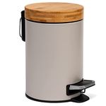 Kazai. 3L Designer Bathroom Bin | Superior Bamboo | Soft Closing | Anti-Finger | Taupe (Bright)