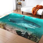 Ocean Animal Non Slip Area Rug for Living Dinning Room Bedroom Kitchen,3x5ft/36x60in/90x150cm,Shark Nursery Rug Floor Carpet Yoga Mat