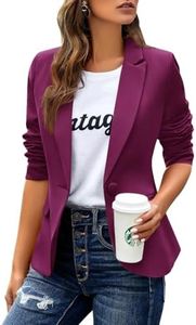 Womens Casual Blazers Long Sleeve Lapel Button Slim Work Office Blazer Jacket(Fuchsia,Large)