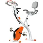 HOMCOM 2-in-1 Foldable Exercise Bike Recumbent Stationary Bike 8-Level Adjustable Magnetic Resistance with Pulse Sensor LCD Display, Orange