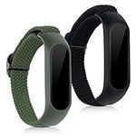 kwmobile Nylon Watch Strap Compatible with Xiaomi Mi Smart Band 6 / Mi Band 6 / Band 5 Strap - 2x Fitness Tracker Replacement Wristband with Clasp