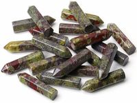 YATOJUZI 20PCS Dragon's Blood Stone Natural Healing Crystals Stones Set Tumbled Polished Pocket Gemstones Bulk Point Hexagonal Wands Reiki Energy Balancing Chakra Meditation Therapy Gift For Women Men