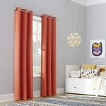 Sun Zero Riley Kids Bedroom Blackout Grommet Curtain Panel, 40" X 63", Orange