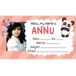 Trifirt High Gloss Paper Cute Personalise Notebook Stickers Name Slip for Students with Your Kids Customise Photo to Decorate Your School Books, Customized Lables with Cartoon (3.5x2 inch, 30 Lables)