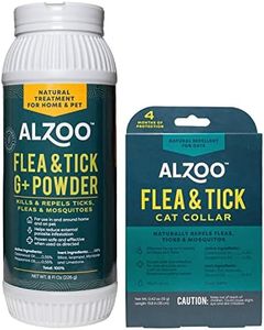 ALZOO Flea & Tick Cat Collar and Flea & Tick G+ Powder, 100% Plant-Based Active Ingredients