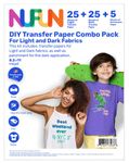 NuFun Activities Inkjet Printable Iron-On Heat Transfer Paper, Light and Dark Combo Pack, 8.5 x 11 inch, 25 Sheets Light/25 Sheets Dark