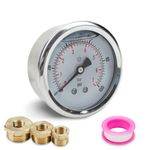 Innfeeltech 1 Pcs 40mm Pressure Gauge BSP 1/8" 0-7 Bar 0~100 Psi with 3 Pieces Bushing 1/8" to 1/4", 1/8" to 3/8" and 1/8" to 1/2" and One Teflon Tape, Axial