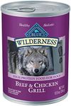 Blue Buffalo Wilderness Adult Wet Dog Food, High-Protein & Grain-Free, Made with Natural Ingredients, Beef & Chicken Grill, 12.5-oz. Cans, 12 Count