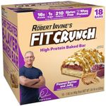 FITCRUNCH Snack Size Protein Bars, Designed by Robert Irvine, 6-Layer Baked Bar, 1g of Sugar, Gluten Free & Soft Cake Core (18 Bars, Peanut Butter and Jelly)