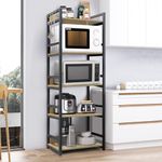 Lukzer 5 Layer Multipurpose Stand for Kitchen Bedroom Office Garage Shops Salon Space Saving Storage Organizer Rack Shelf for Kids Room MKR-005/Black 166 x 60 x 39 Wood Metal