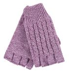 HEAT HOLDERS - Ladies Cable Knitted Winter Thermal Fingerless Gloves (One Size, Rose)