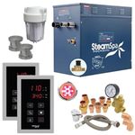 SteamSpa Executive 10.5 KW QuickStart Acu-Steam Bath Generator Package with Built-in Auto Drain in Brushed Nickel | Steam Generator Kit with Dual Control Panel Steamheads 240V | EXT1050BN-A