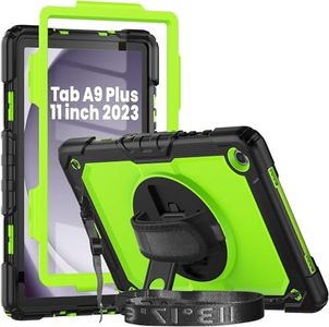 Herize Galaxy Tab A9 Plus Case Cover 11 Inch 2023 with Screen Protector Pen Holder | Samsung Tab A9+ Shockproof Case SM-X210/X215/X216 | Rugged Protective Case W/Stand Hand Strap Shoulder Strap