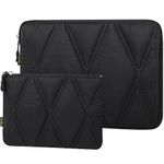 Voova Puffy 13 13.3 13.6 Inch Laptop Sleeve, Cute Carrying Case and Cover with Accessory Pouch for MacBook Air 13 M1/M2, MacBook Pro 13, Surface Pro 9/8/7, 11.6-12" Chromebook, Black