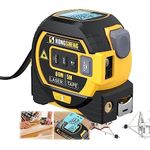 Measurinsight 3-in-1 Infrared Laser Tape Measuring 3 in 1 Infrared Laser Tape Measuring Instrument Handheld Electronic Digital Tape Measure with Laser Level Measurement Tool (196FT, Yellow)