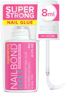 NYK1 NailBond Extra Strong Nail Glue 8ml – Brush-On for Press On, Tips & Acrylics