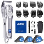 GLAKER Hair Clippers for Men Professional - Cordless Clippers for Hair Cutting with for Blending & Fade Cuts, Complete Barber Kit Featuring Robust Motor & Extra Long Guards, Perfect for Mens Grooming