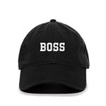 Boss Baseball Cap Embroidered Cotton Adjustable Dad Hat, Black, One Size