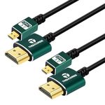 Thsucords Thin Micro HDMI to HDMI Cable 1M 2Pack, Ultra Slim&Flexible Soft Micro HDMI D Type to HDMI A Type Cable Supports 3D/4K@60Hz/18gbps/2160P/1080P for GoPro Hero7/8/9 Raspberry Pi 4