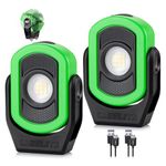 CARELITE Magnetic Work Light – 780 Lumen Compact Pocket Light, Rechargeable 3000mAh, 360° Pivot, Durable & Portable for Mechanics & Jobsites (Green, 2-Pack)