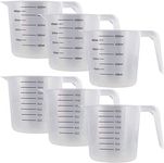 U.S. Kitchen Supply - 16 oz (500 ml) Plastic Graduated Measuring Cups with Pitcher Handles (Pack of 6) - 2 Cup Capacity, Ounce and ML Cup Markings - Measure & Mix Recipe Ingredients, Flour, Water, Oil