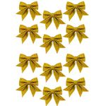 Pop The Party Mini Christmas Bow Decorations, Small Christmas Tree Topper Glitter Bow Ties, Xmas Decorative Bows Ornaments for Home Christmas Party Supplies (Golden)