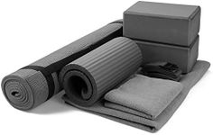 BalanceFrom GoYoga 7-Piece Set - with Carrying Strap, 2 Yoga Blocks, Mat & Hand Towel, Yoga Strap, Knee Pad ( 1/4 Inch-Thck Mat)