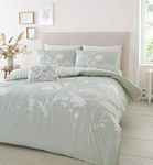 Catherine Lansfield Meadowsweet Floral Reversible Double Duvet Cover Set with Pillowcases Green