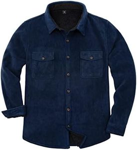 ZENTHACE Mens Sherpa Lined Flannel Jacket Fleece Lined Flannel Shirt for Men Plaid Jackets Fall Flannel Coat Twill Navy XXL