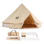 VEVOR Canvas Bell Tent, 4 Seasons 7 m/22.97 ft Yurt Tent, Canvas Tent for Camping with Stove Jack, Breathable Tent Holds up to 12 People, Family Camping Outdoor Hunting Party