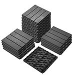 38 sq. ft Interlocking Deck Tiles, 12" x 12" 38pcs All Weather Plastic Imitation Wood Pattern Waterproof Decking Tiles for Patio Balcony Backyard Outdoor Flooring Panels