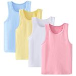 Anntry 2-8 Years Little Girls Solid Colors Soft Camisole Undershirts 4 Pack Kids Comfort Breathable Tank Tops (Colors-1, 2-3 Years)