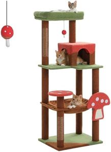 PAWZ Road Cat Tree 143cm Cat Scratching Post Multi-Level Play Tower with a Large Hammock and Top Perch Home Pet Furniture Brown