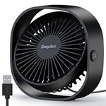 EasyAcc Mini USB Desk Fan, [LIFETIME SERVICE] Small Fan 3 Speeds 360°Rotatable Air Flow Personal Table Fan Travel Fan for Home Bedroom Office Car - Black