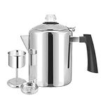 YINO Coffee Maker Percolator Pot 304 Stainless Steel for Camping Outdoor Traveling Stovetop Fast Brew Kettle 9 Cups