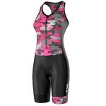 SLS3 Triathlon Suits Women - One Piece Tri Suit Women - Premium PRO FX Womens Triathlon Suit - Lightweight Trisuit Women, Slim Athletic Fit, No Shelf Bra (Black/Sangria Camo, Medium)